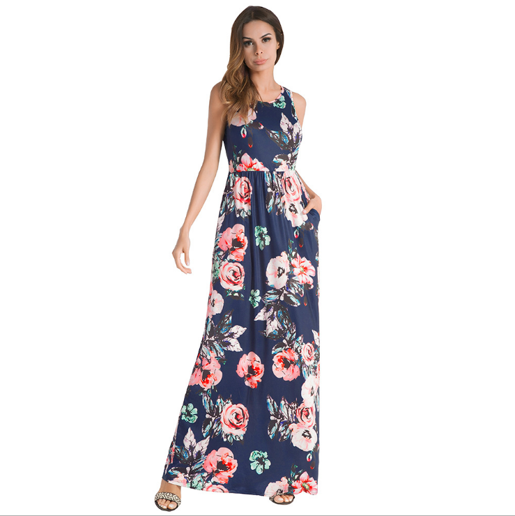 Sukienka maxi w kolorowe wzory