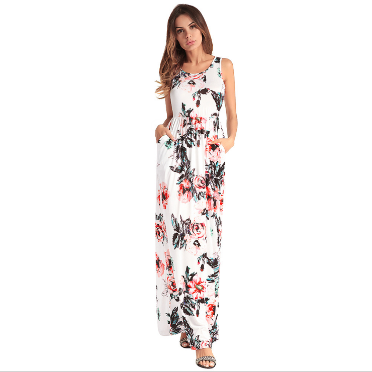 Sukienka maxi w kolorowe wzory